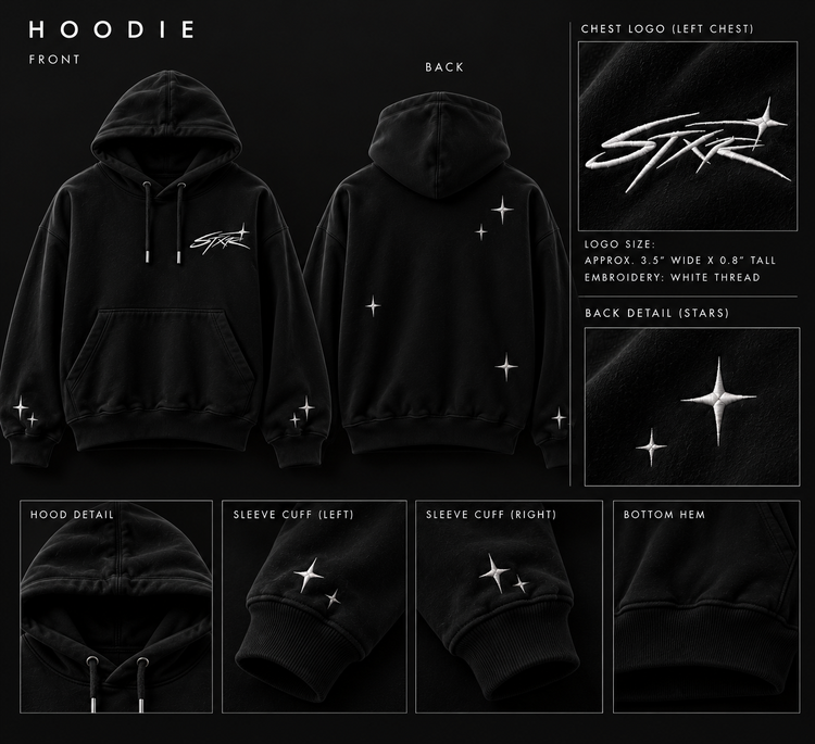 STXR Oversized Embroidered Hoodie – Black