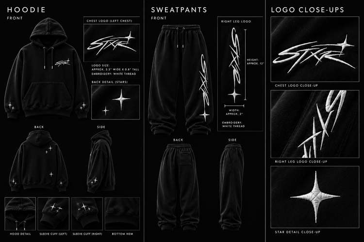 STXR Embroidered Tracksuit Set – Black